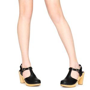 Swedish Hasbeen T-Strap Sky High Black Sandal 6